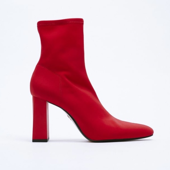 Zara Shoes Zara Fabric High Heel Ankle Boots With Stretch Poshmark